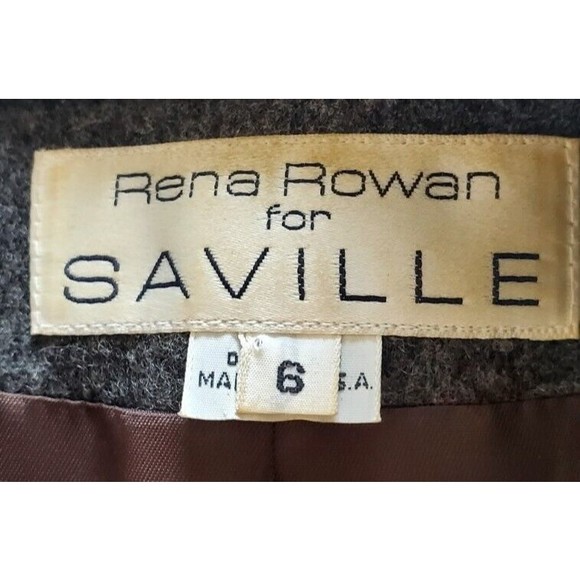 Rena Rowan For Saville Vintage 100% Wool Gray Double Breasted Jacket Blazer Sz 6 - Picture 4 of 7